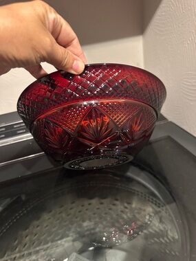 Red Pressed Glass Decorative Bowl - Unbranded